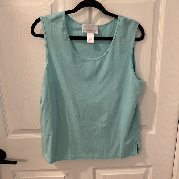 Susan Graver Tops - Susan Graver Blue Tank Top Women's‎ Size L Stretch Sleeveless Blouse Aqua